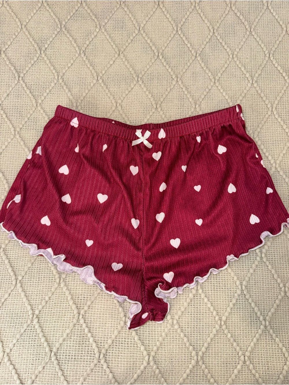 Women’s Heart-Print Satin Sleep Sets - Pink & Red XS - Picture 6 of 7